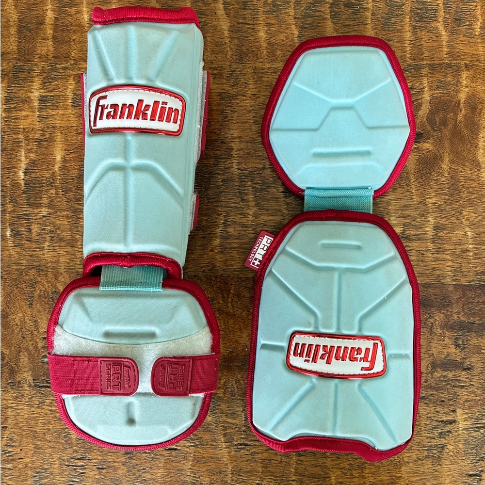 Franklin Light Blue and Red Youth Shin and Elbow Guards